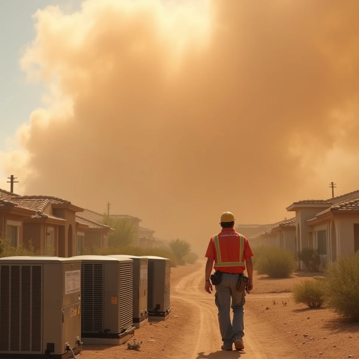 A wall of haboob dust rolling toward Apache Junction homes near the Superstition Mountains