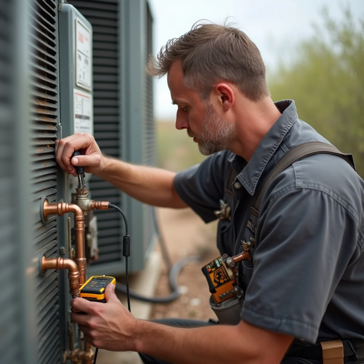 Ice forming on the refrigerant line of an air conditioner at an Apache Junction home