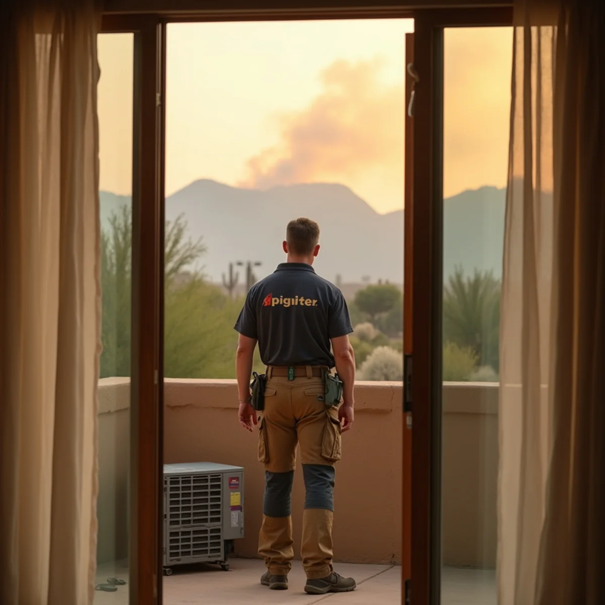 Smoky sky over the Superstition Mountains near an Apache Junction neighborhood