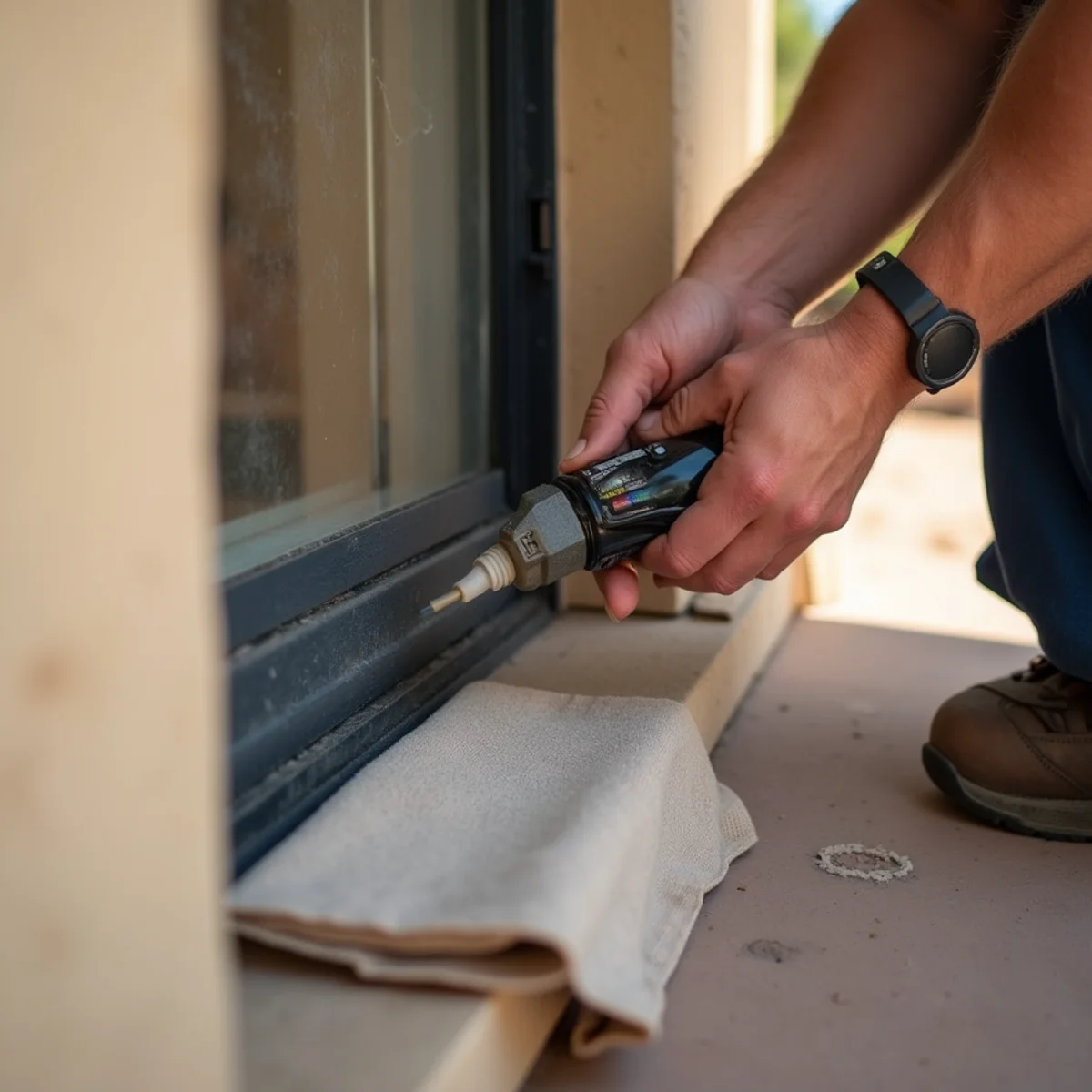 Close-up of ductless mini-split systems work by an Apache Junction, AZ technician