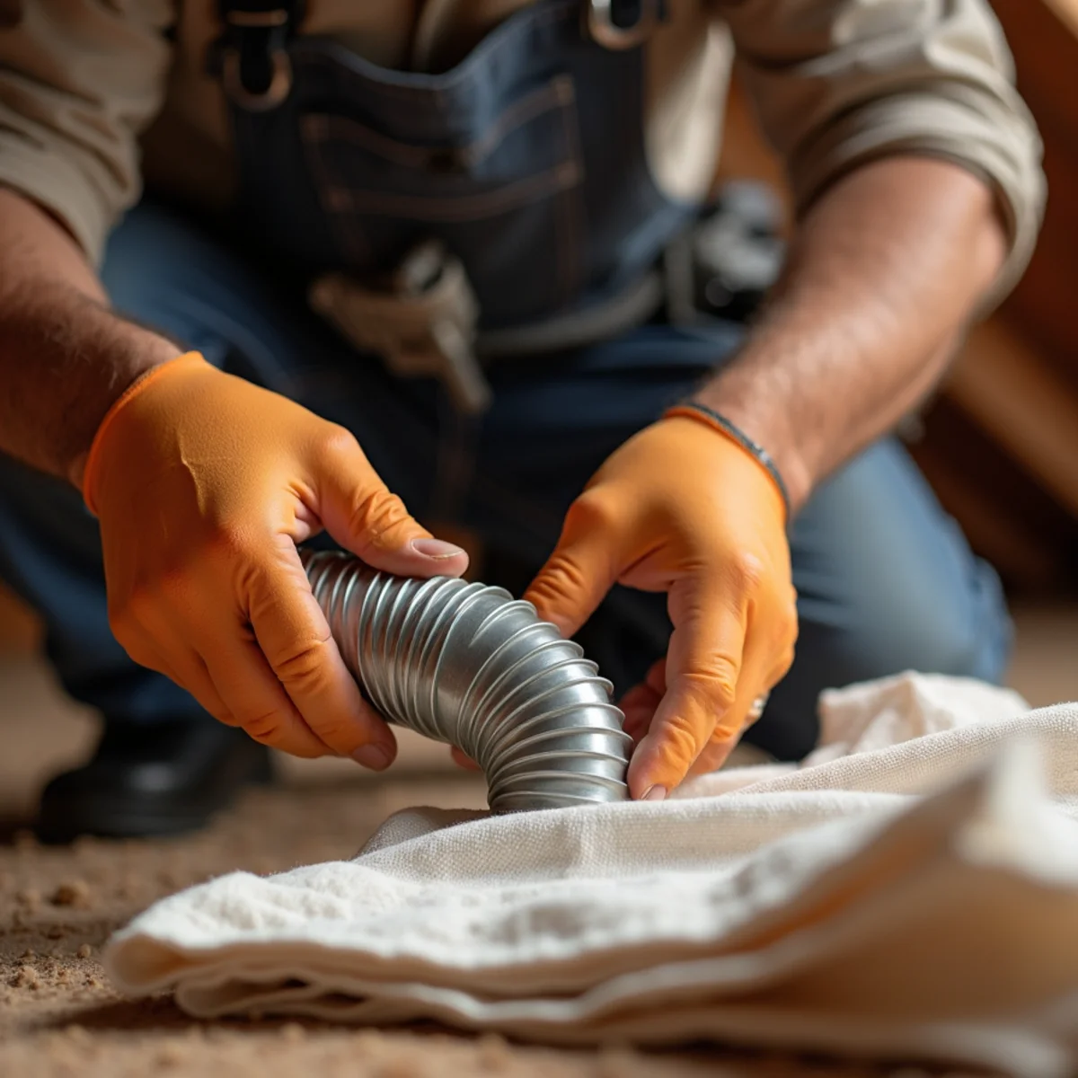 Close-up of ductwork repair & sealing work by an Apache Junction, AZ technician