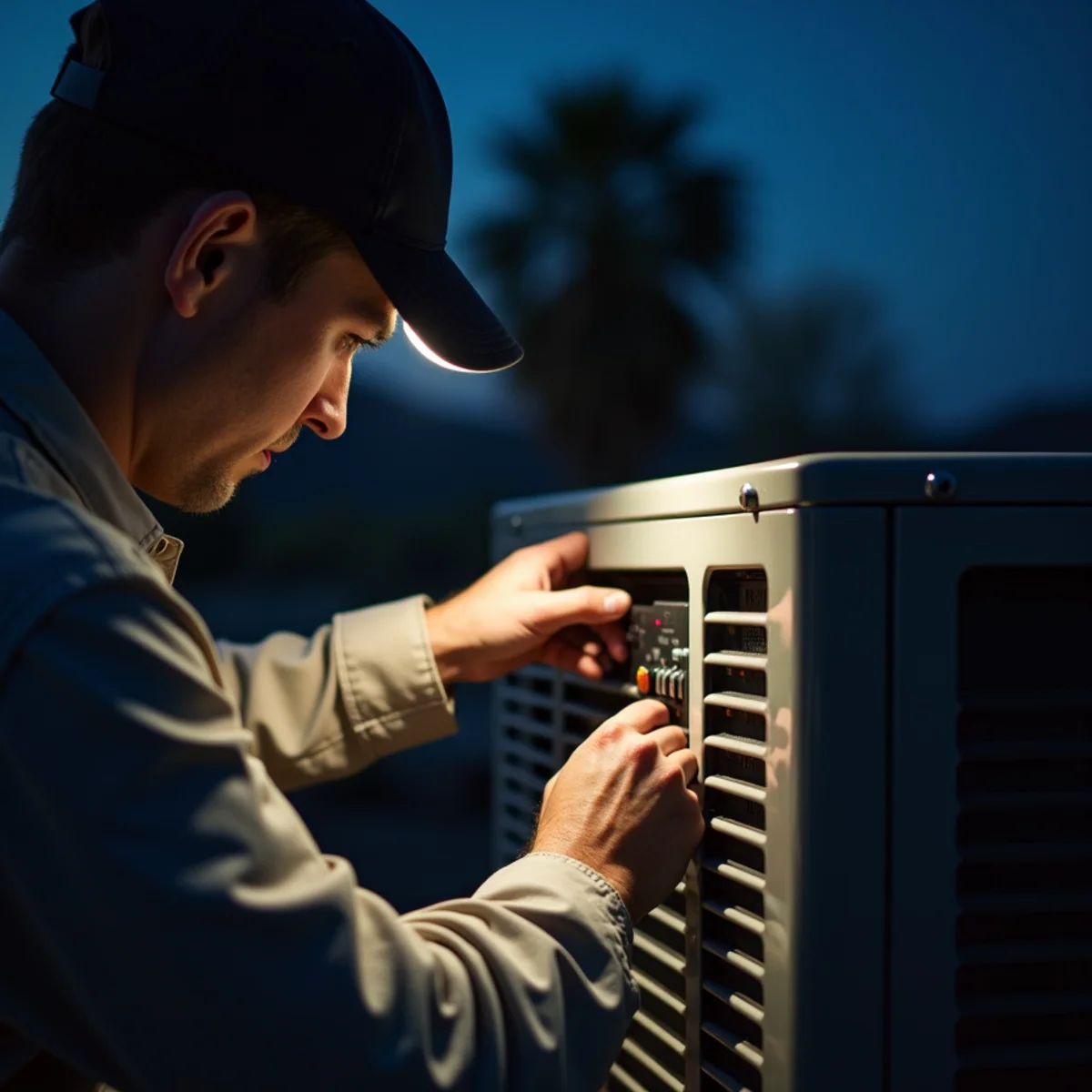 Close-up of 24/7 emergency hvac repair work by an Apache Junction, AZ technician