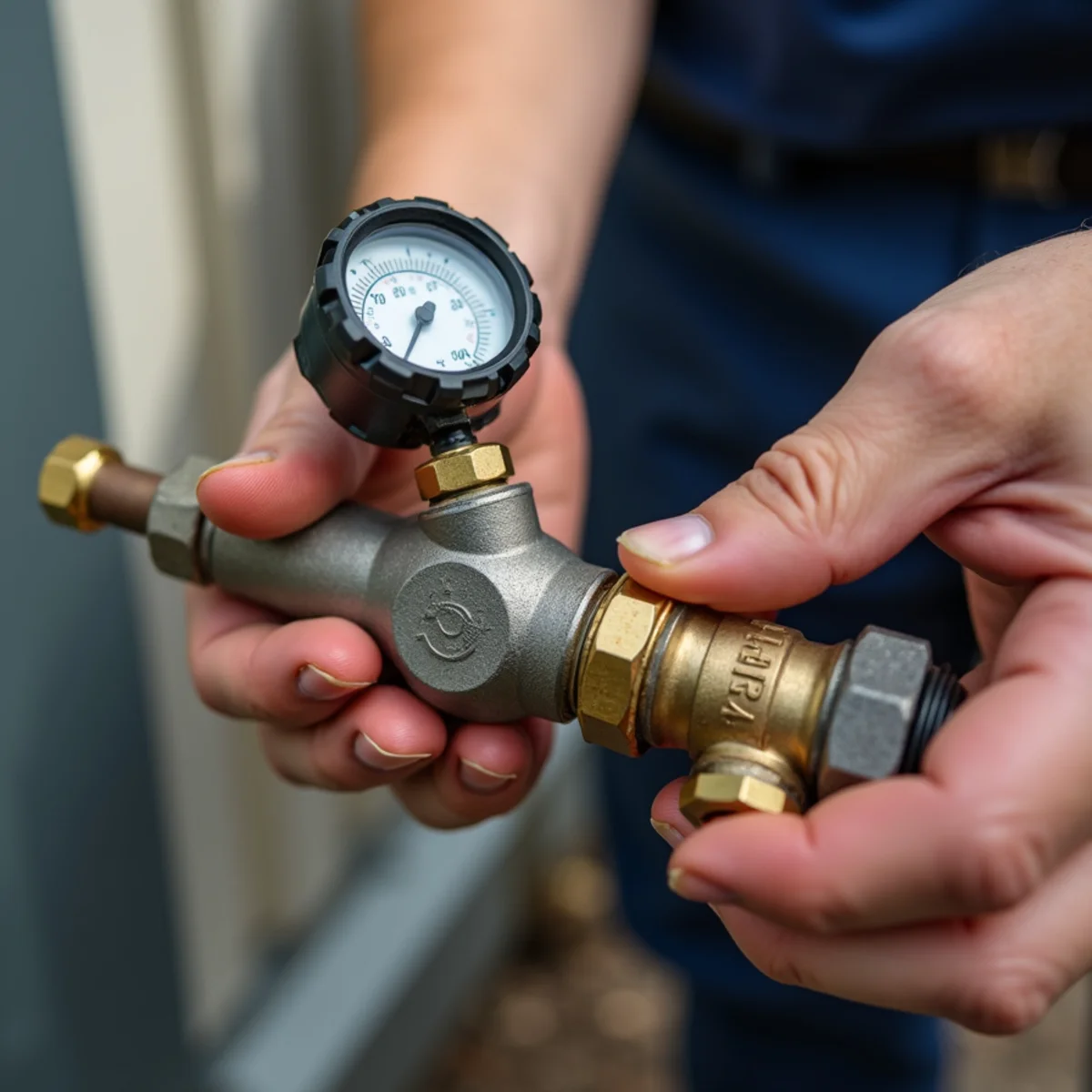 Close-up of heat pump installation & repair work by an Apache Junction, AZ technician