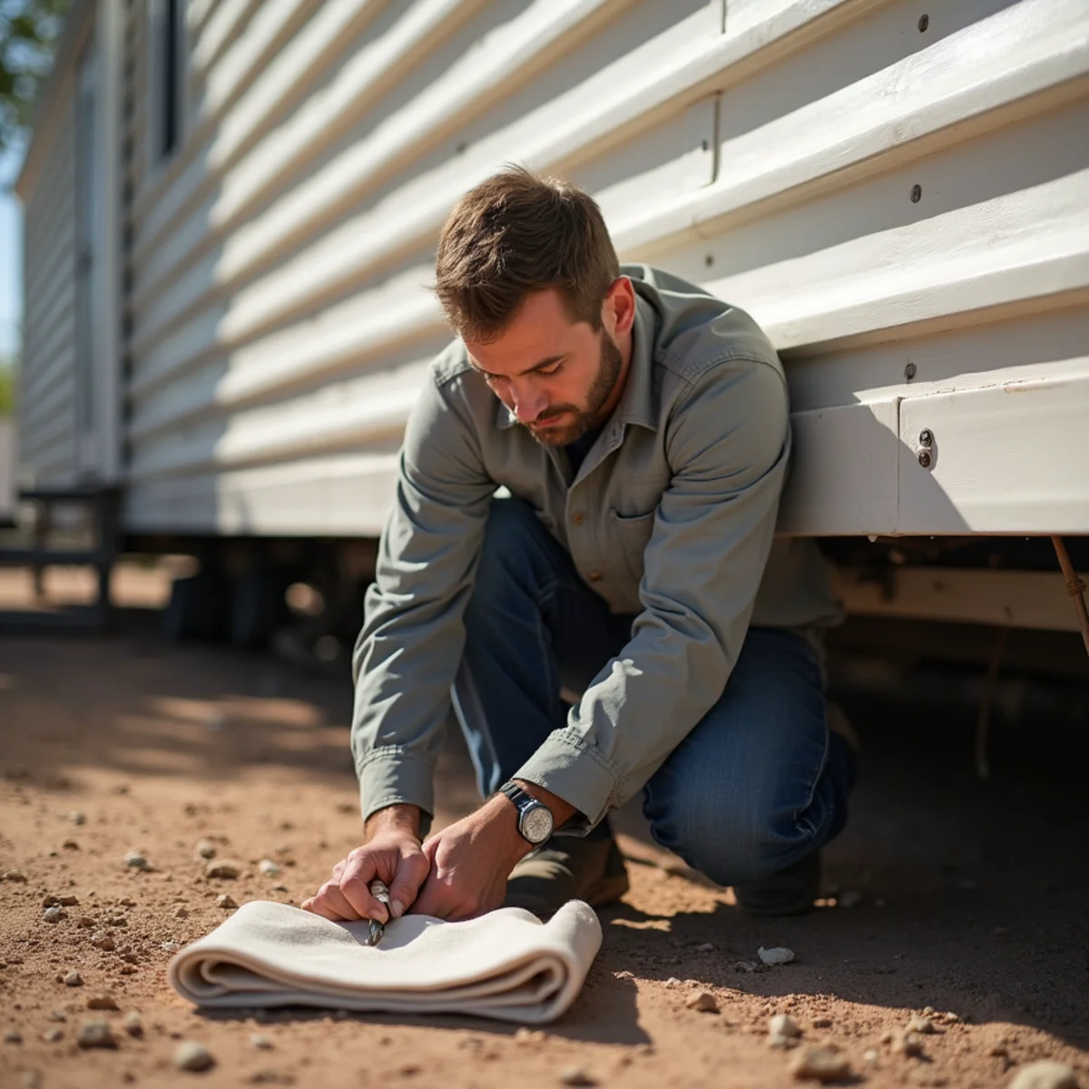 Manufactured-Home HVAC in progress at an Apache Junction, AZ home