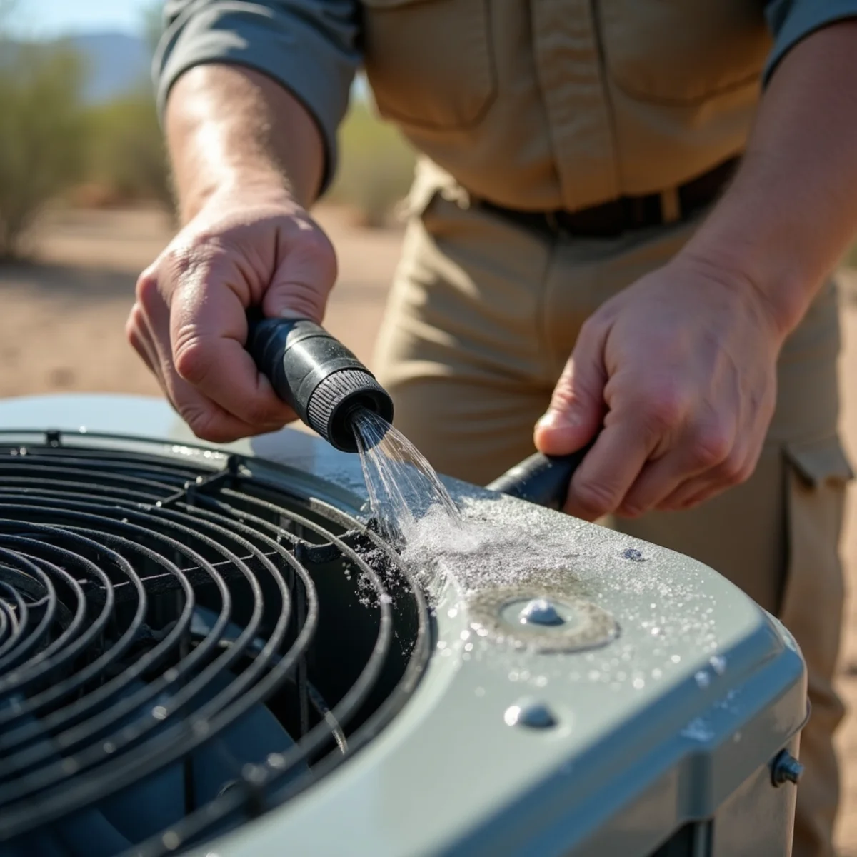 Monsoon Storm HVAC Repair in progress at an Apache Junction, AZ home