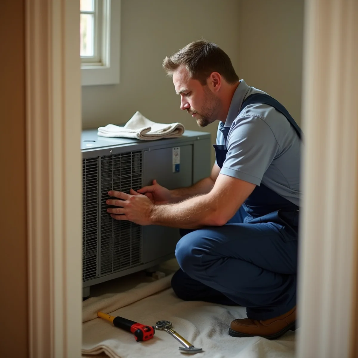 Close-up of residential hvac work by an Apache Junction, AZ technician